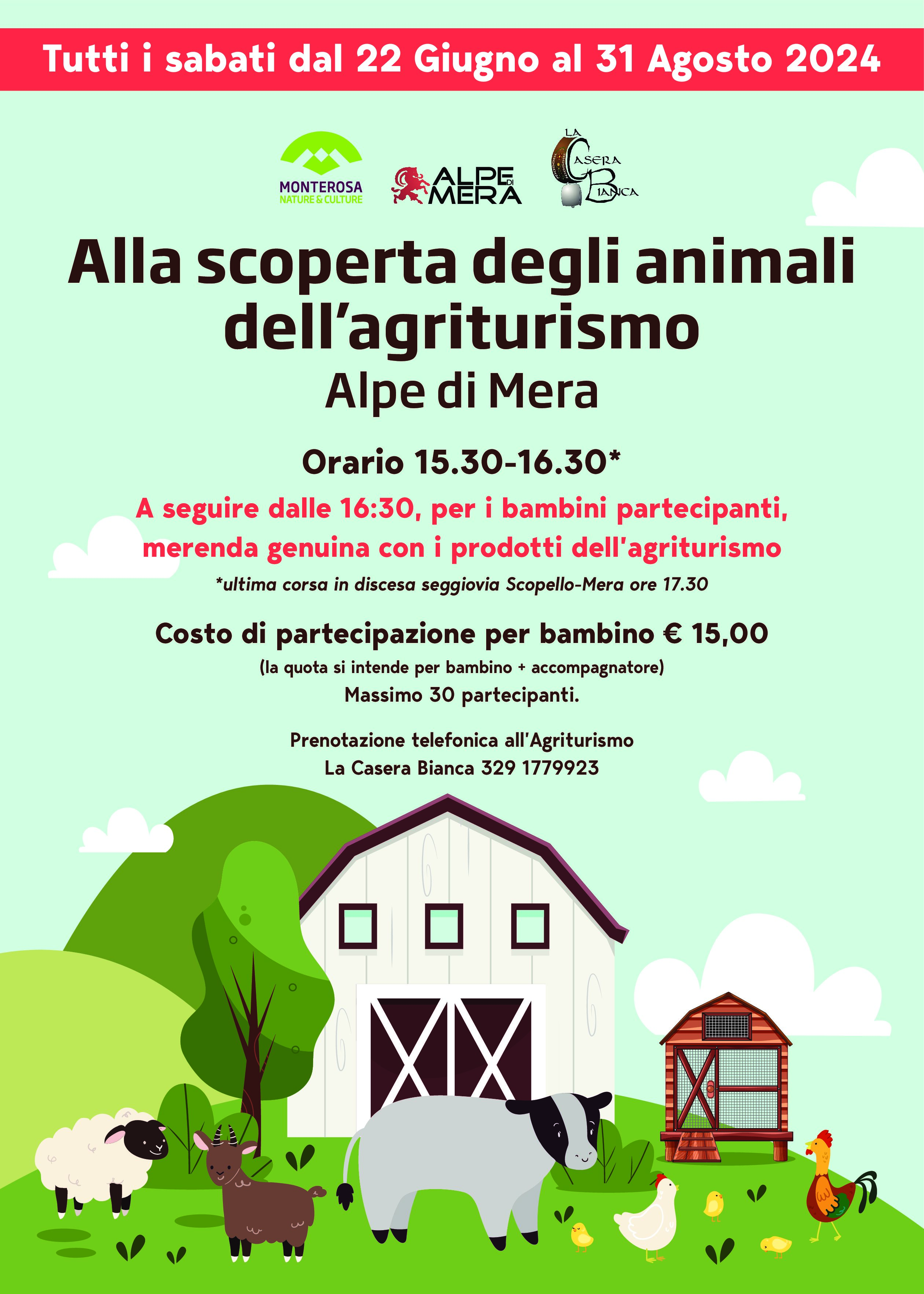 Locandina alla scoperta degli animali dell'agriturismo