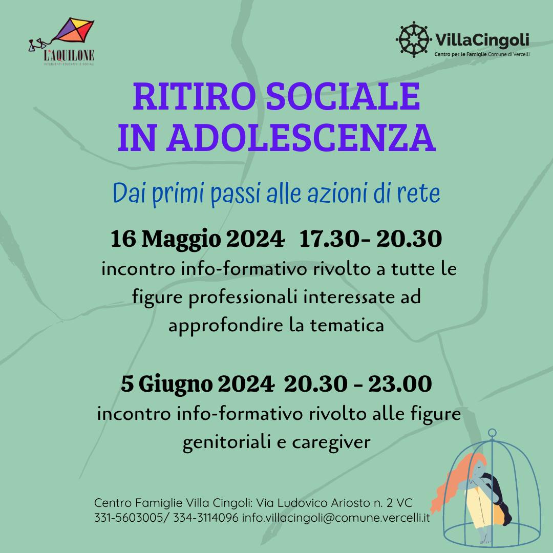 Locandina ritiro sociale in adolescenza