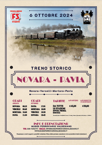 Locandina treno storico Novara-Pavia