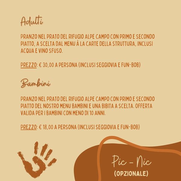 Locandina menu pic nic opzionale