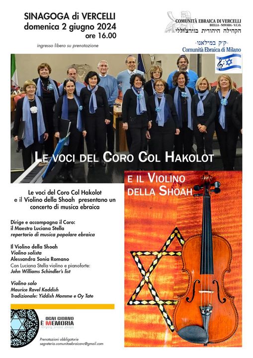 Locandina Coro Col Hakolot e violino della Shoah