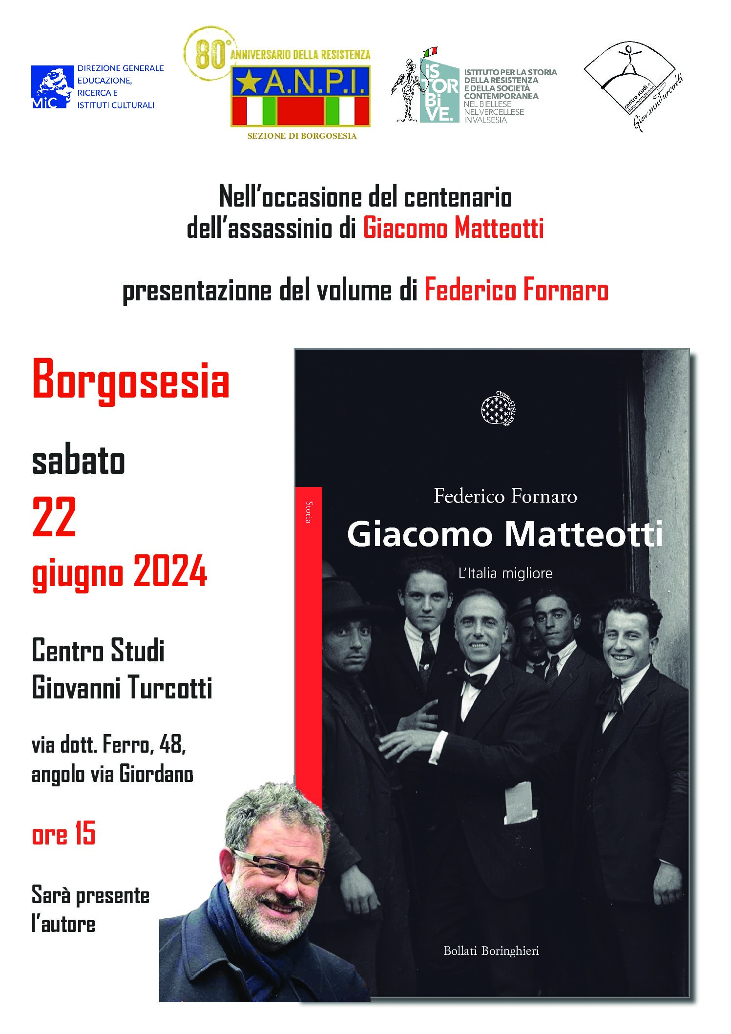 Locandina presentazione libro Giacomo Matteotti