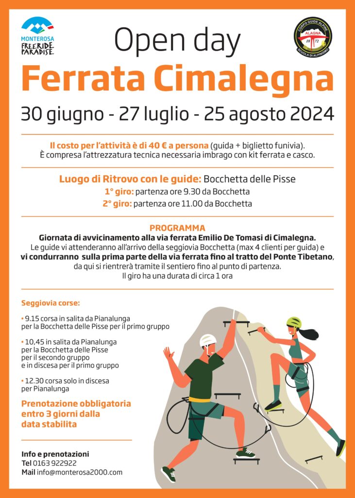 Locandina open day ferrata Cimalegna