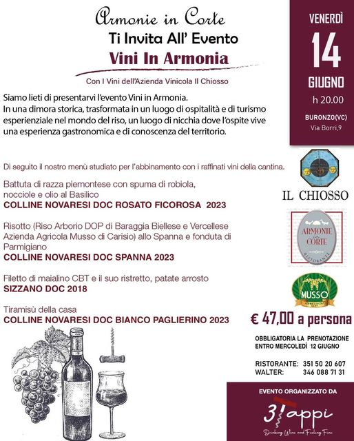 Locandina vini in armonia