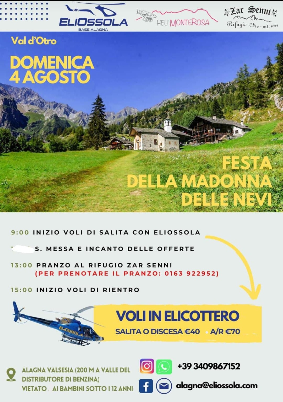 Locandina festa della Madonna delle nevi