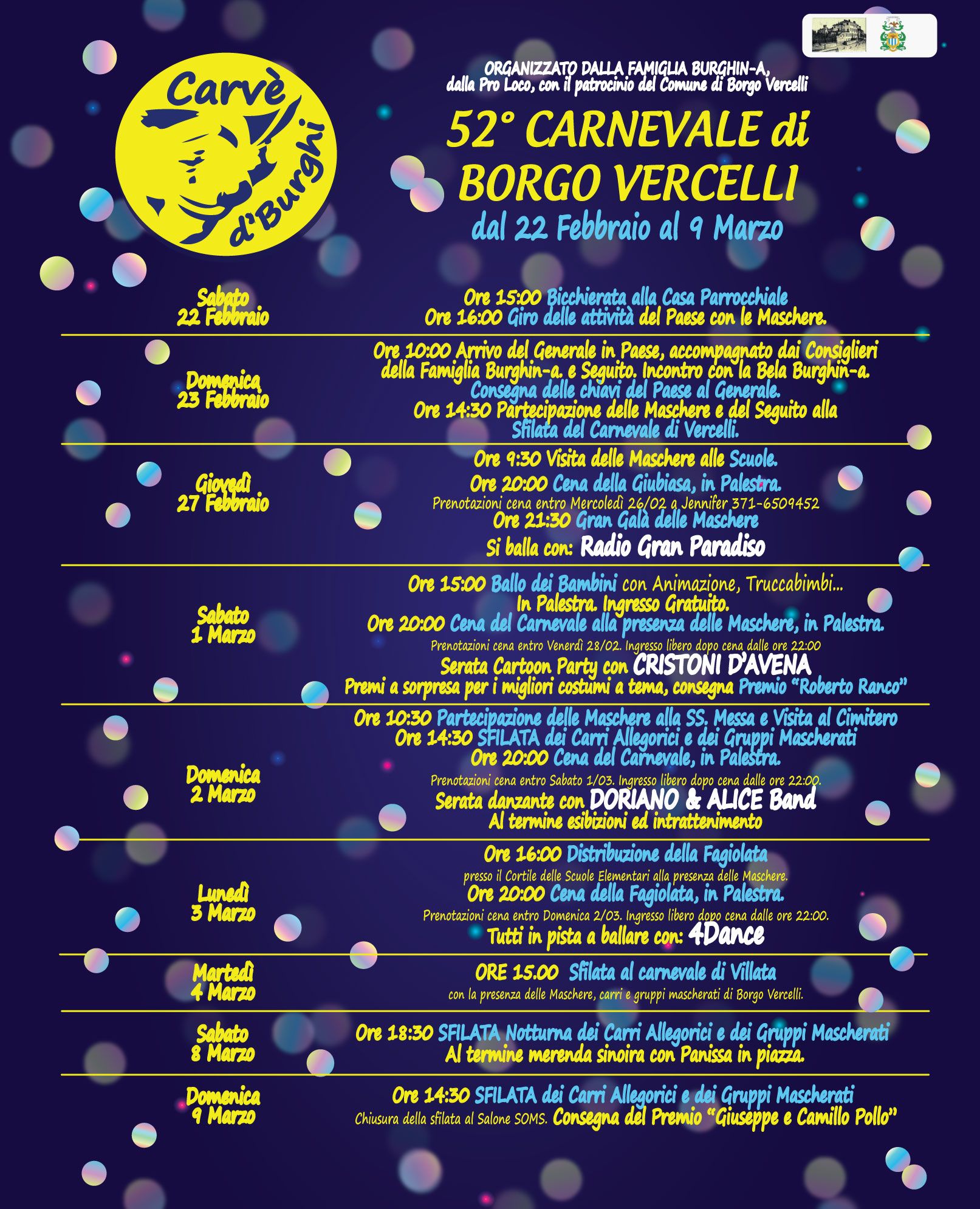 locandina programma Carnevale Borgovercrlli