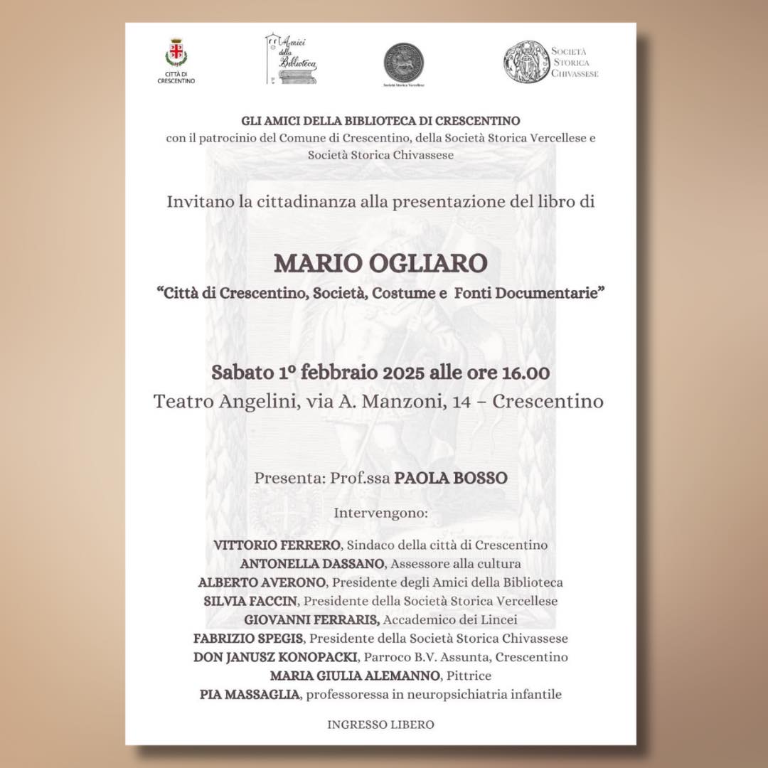 Locandina presentazione libro di Mario Ogliaro