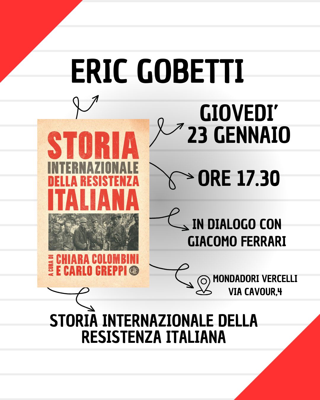 Locandina presentazione Storia internazionale della resistenza italiana