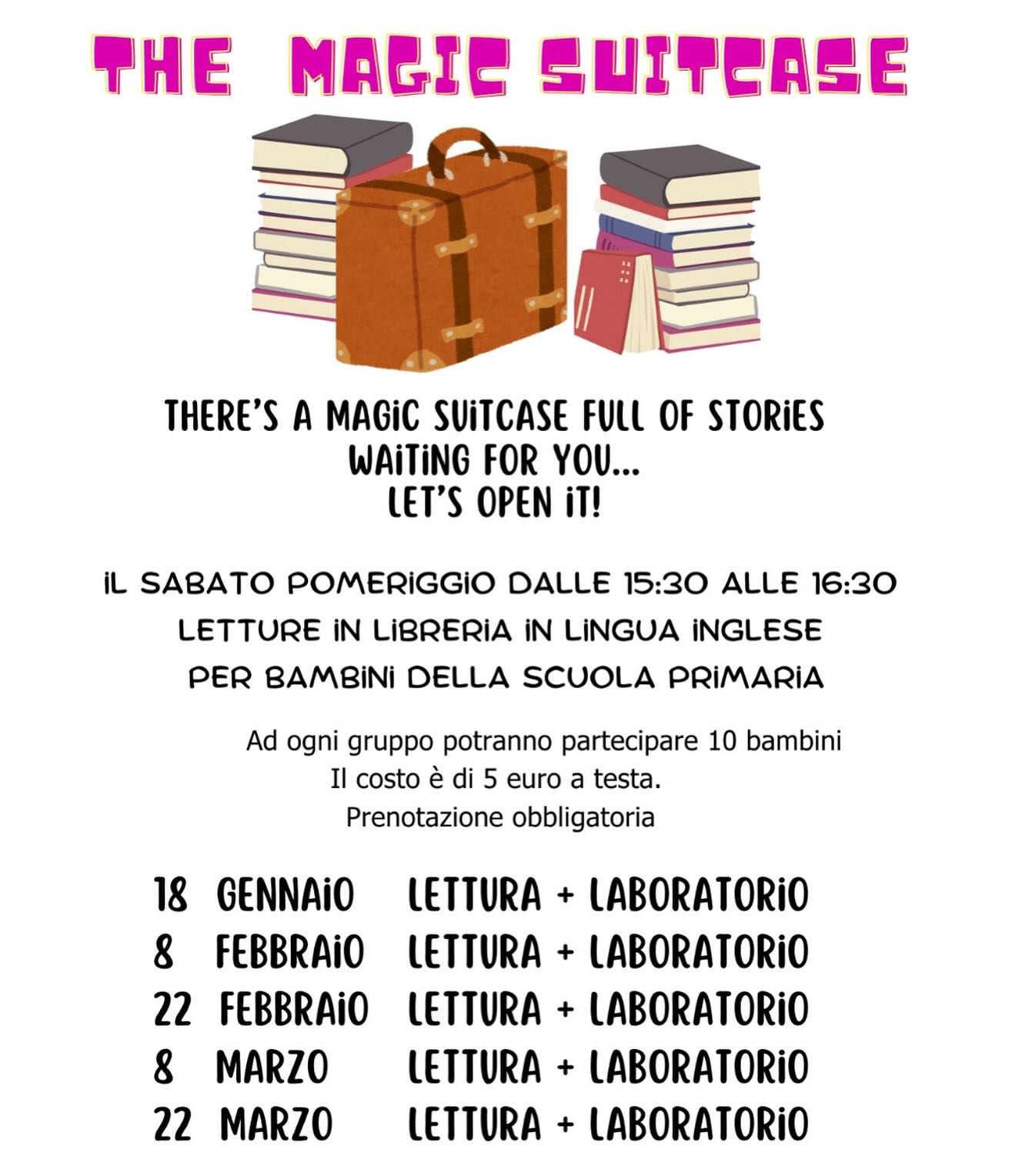 Locandina programma the magic suitcase