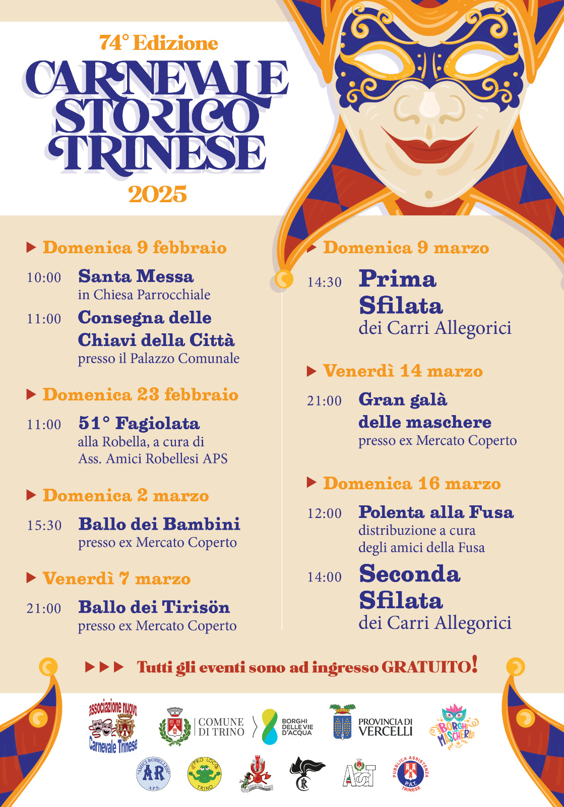 Locandina Carnevale storico Trinese 2025