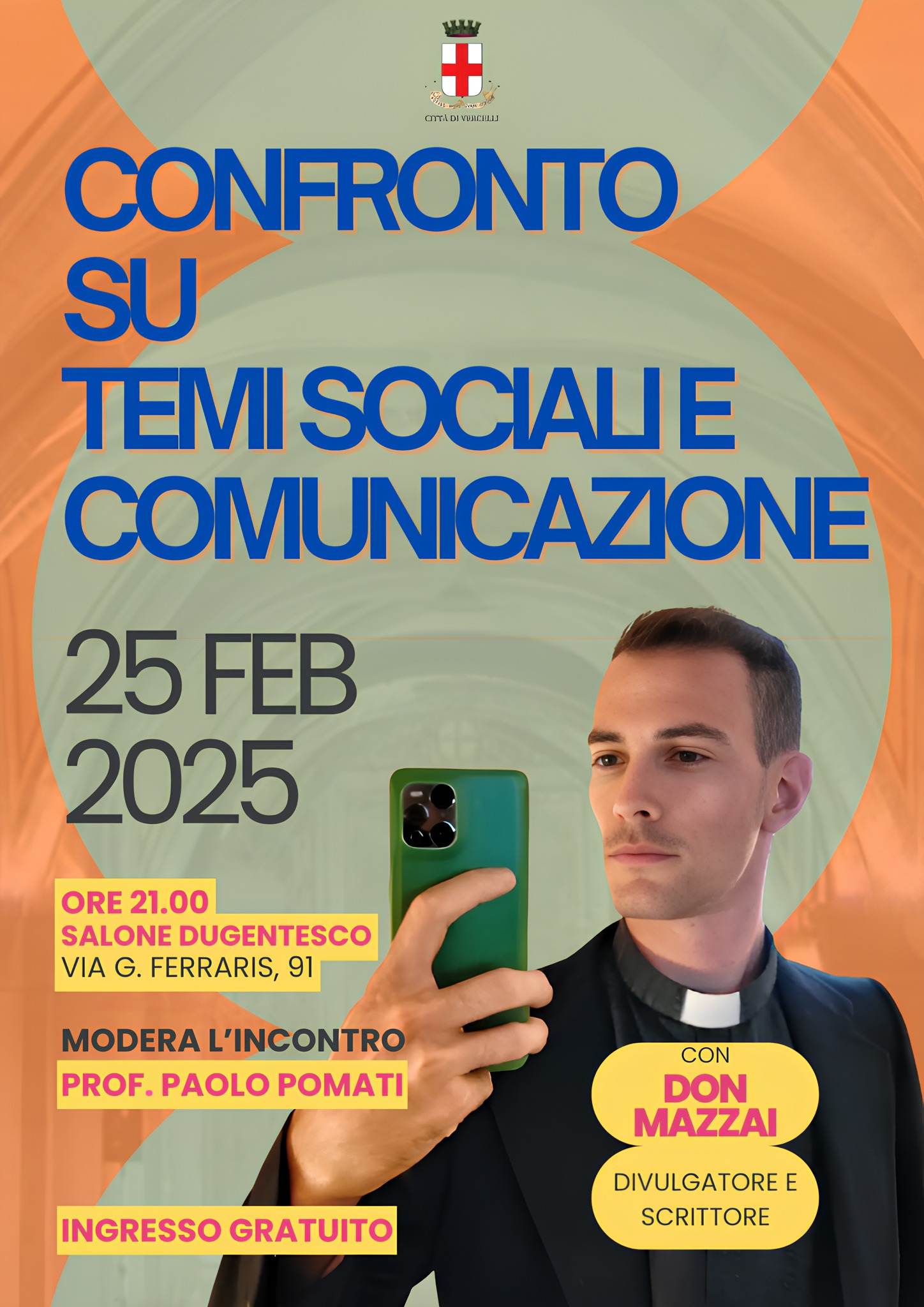 Locandina confronto su temi sociali e comunicazione