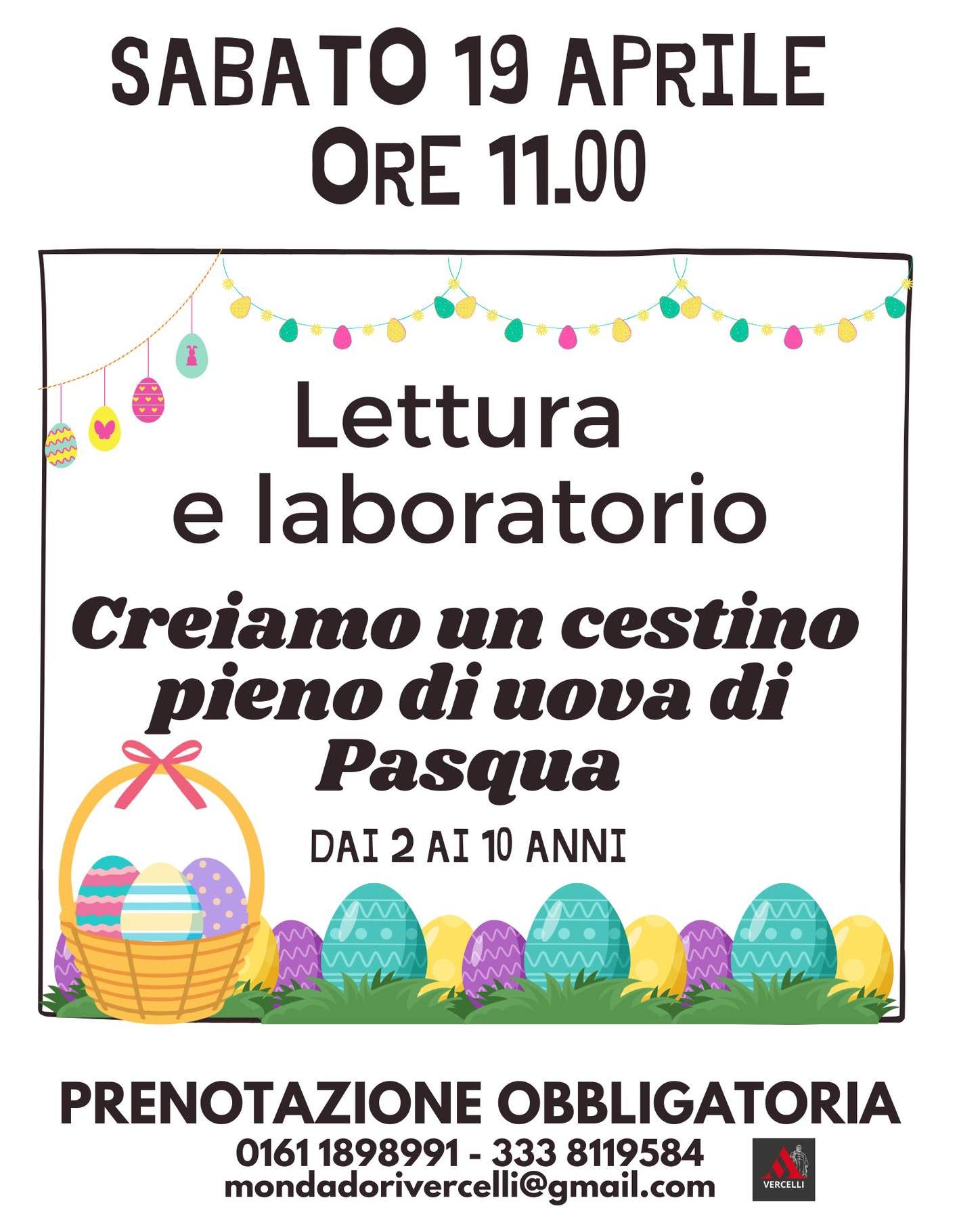 Locandina lettura e laboratorio di Pasqua