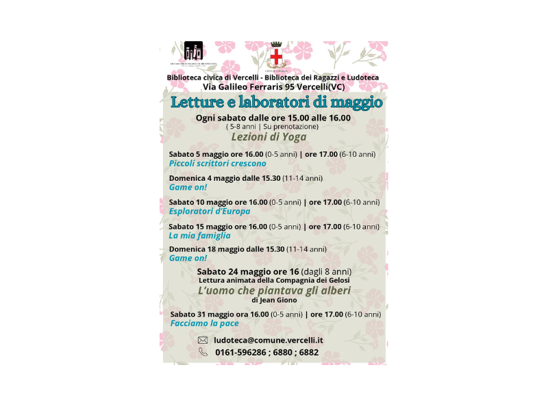 Locandina letture e laboratori di maggio