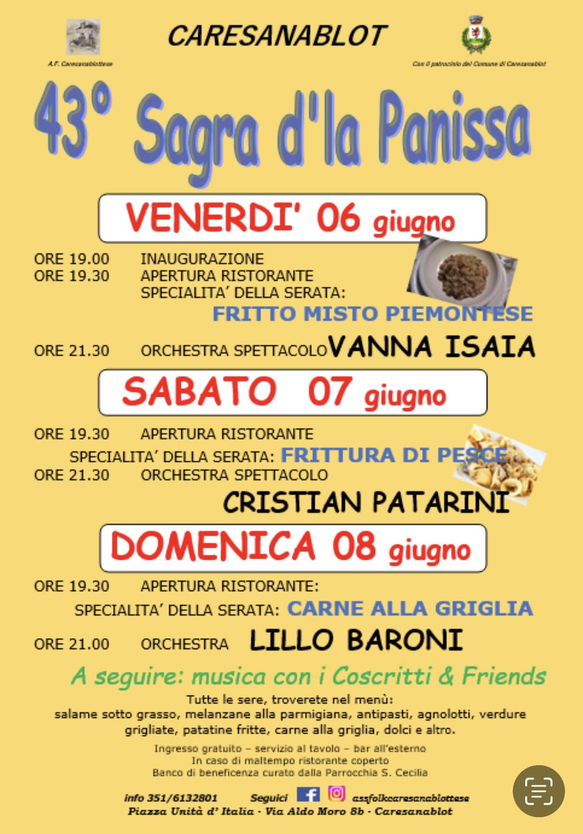 programma 43^ sagra della panissa