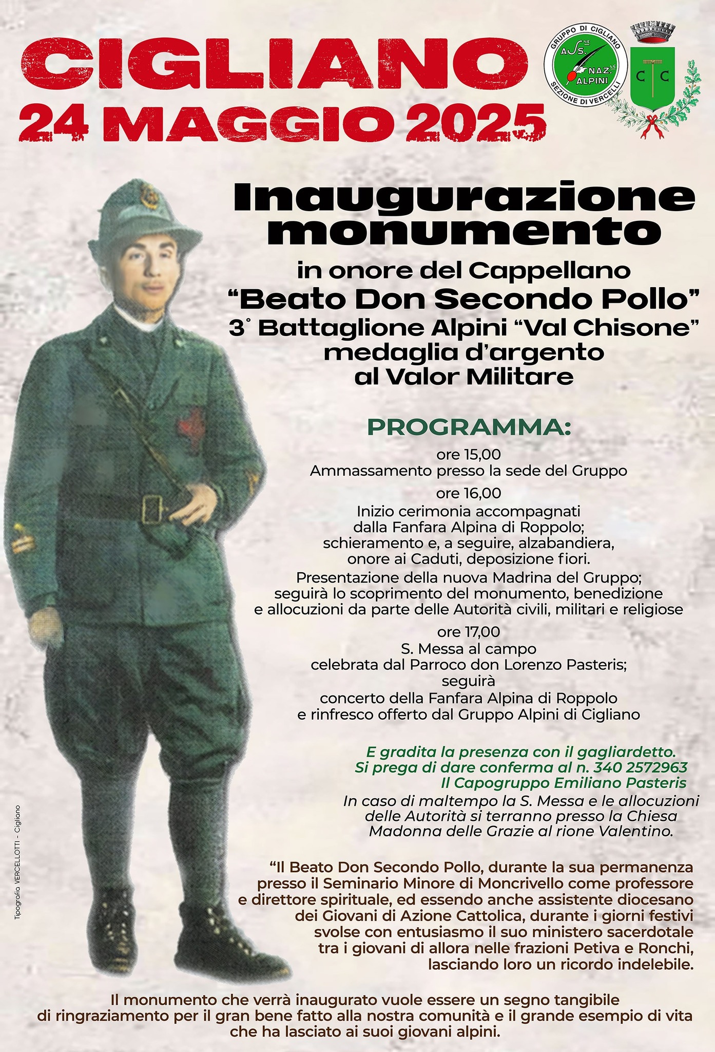 locandina inaugurazione monumento con programma