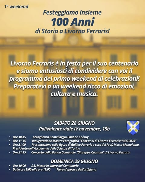 locandina 100 anni di storia a Livorno Ferraris