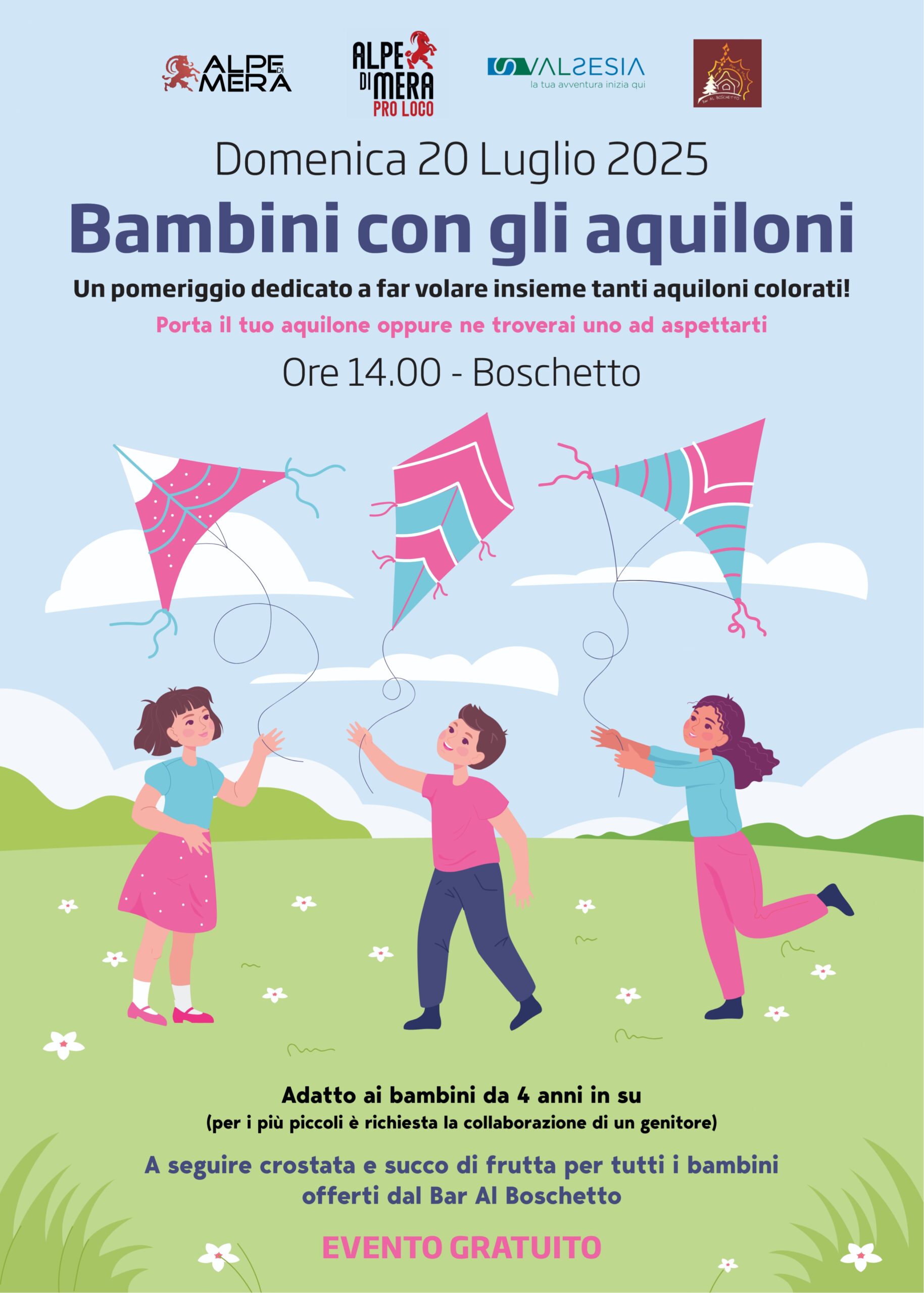 locandina bambini con gli aquiloni