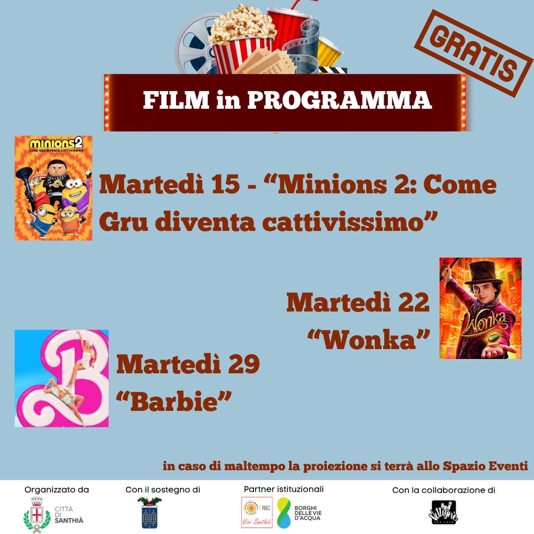 locandina programma cinema sotto le stelle