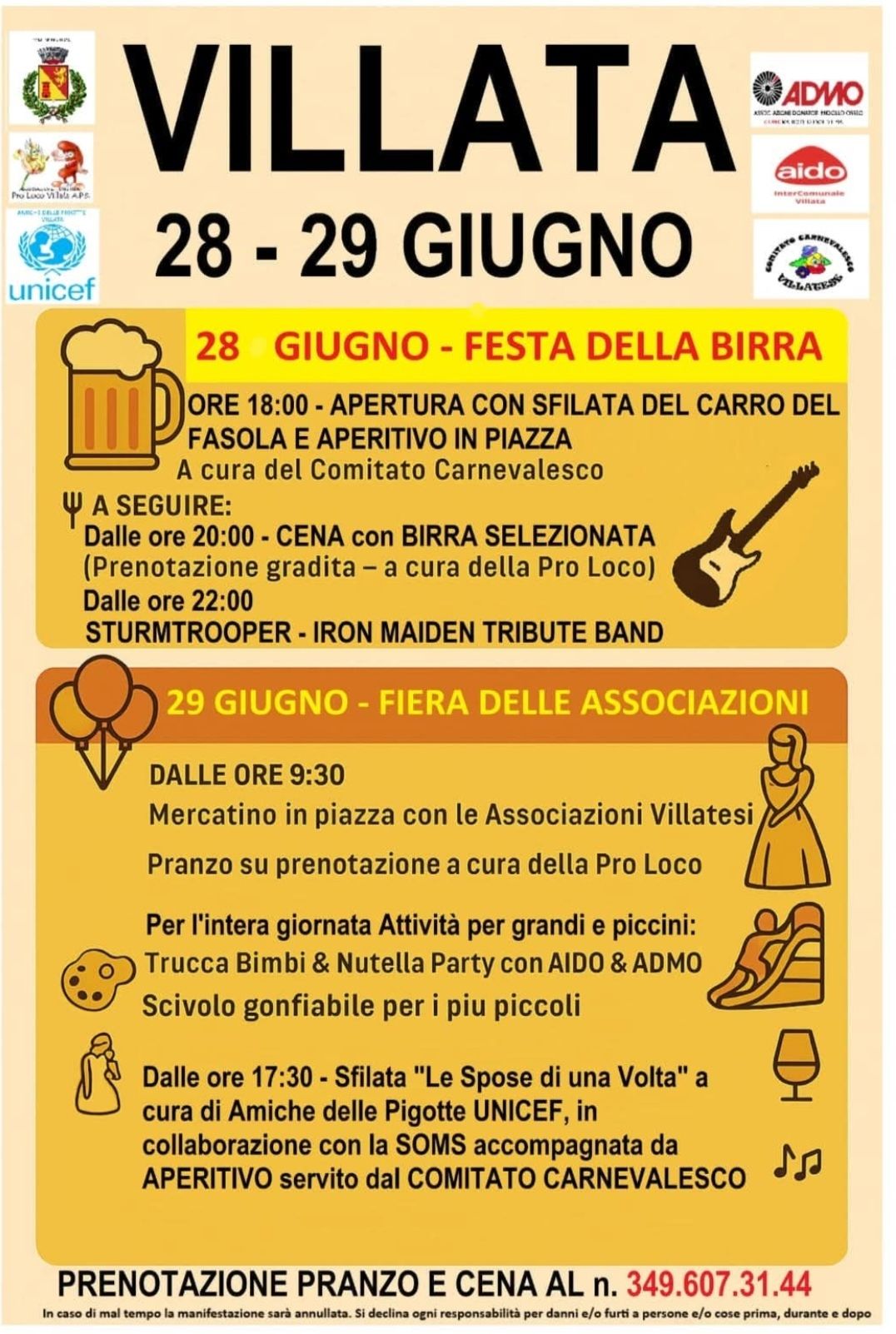 locandina programma festa della birra e fiera delle associazioni