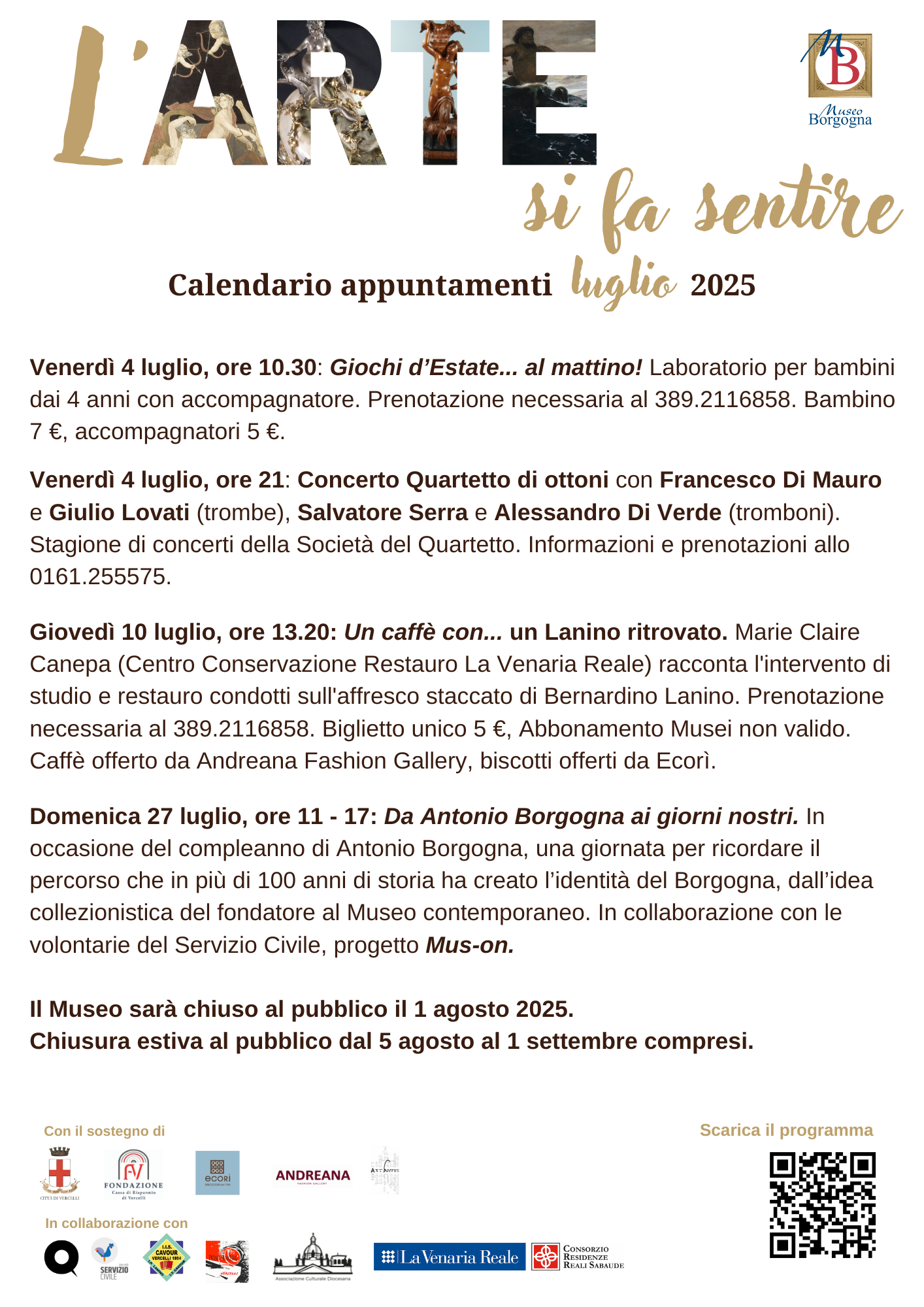 programma l'arte si fa sentire - luglio