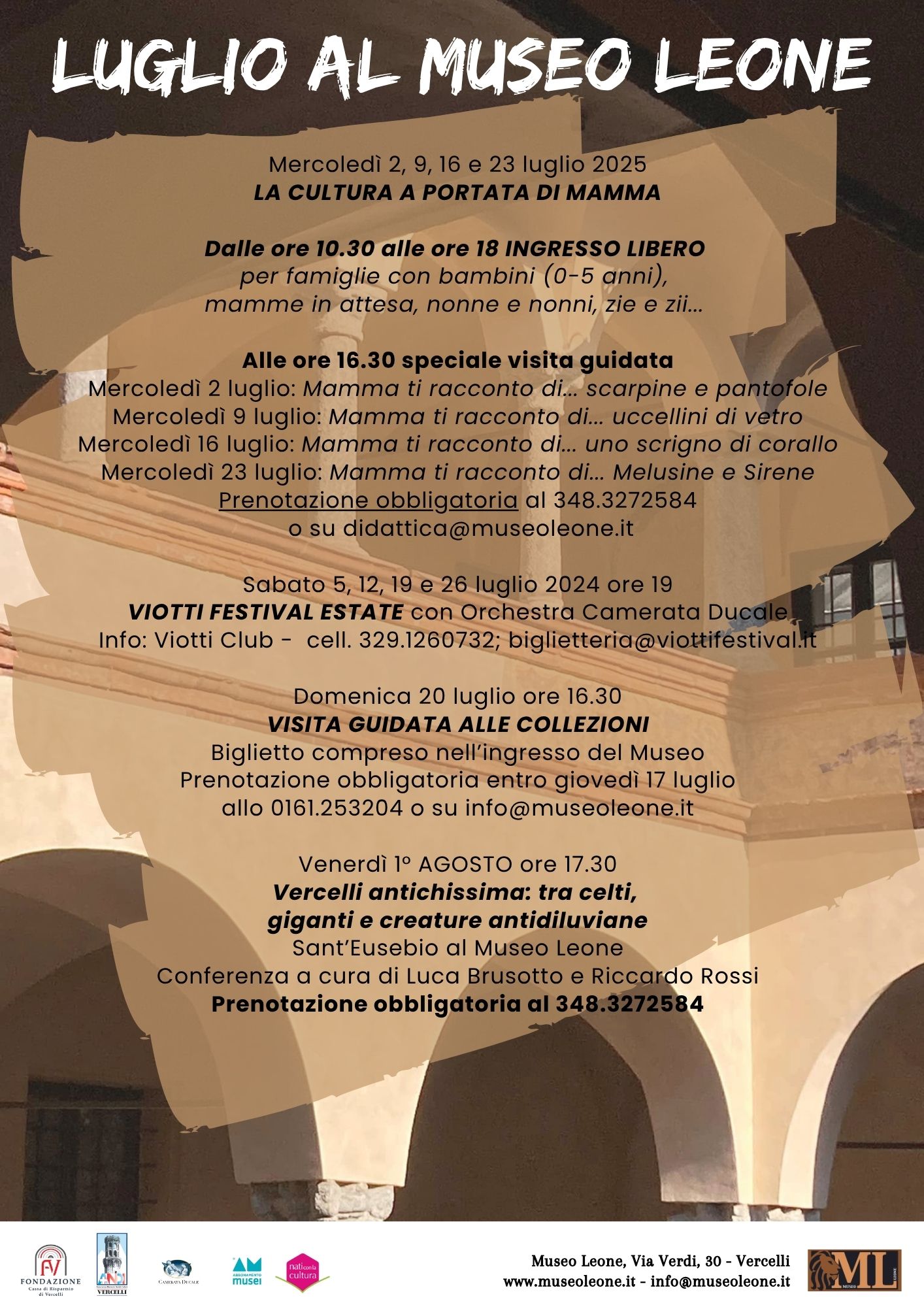 locandina programma di luglio al museo Leone