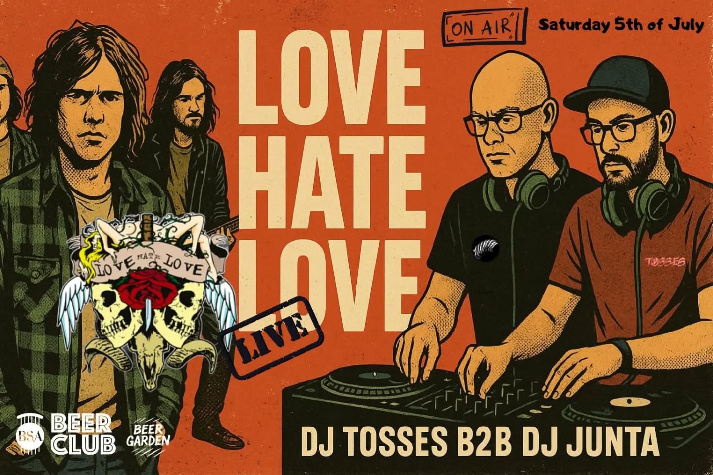 Locandina Love hate love e Dj Tosses b2 Dj Junta