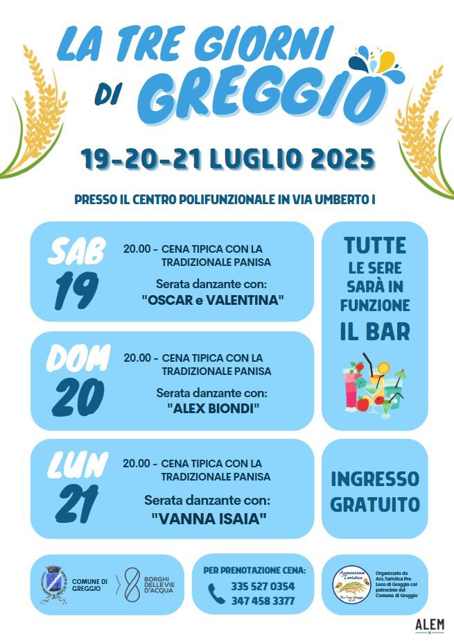 locandina la tre giorni di Greggio