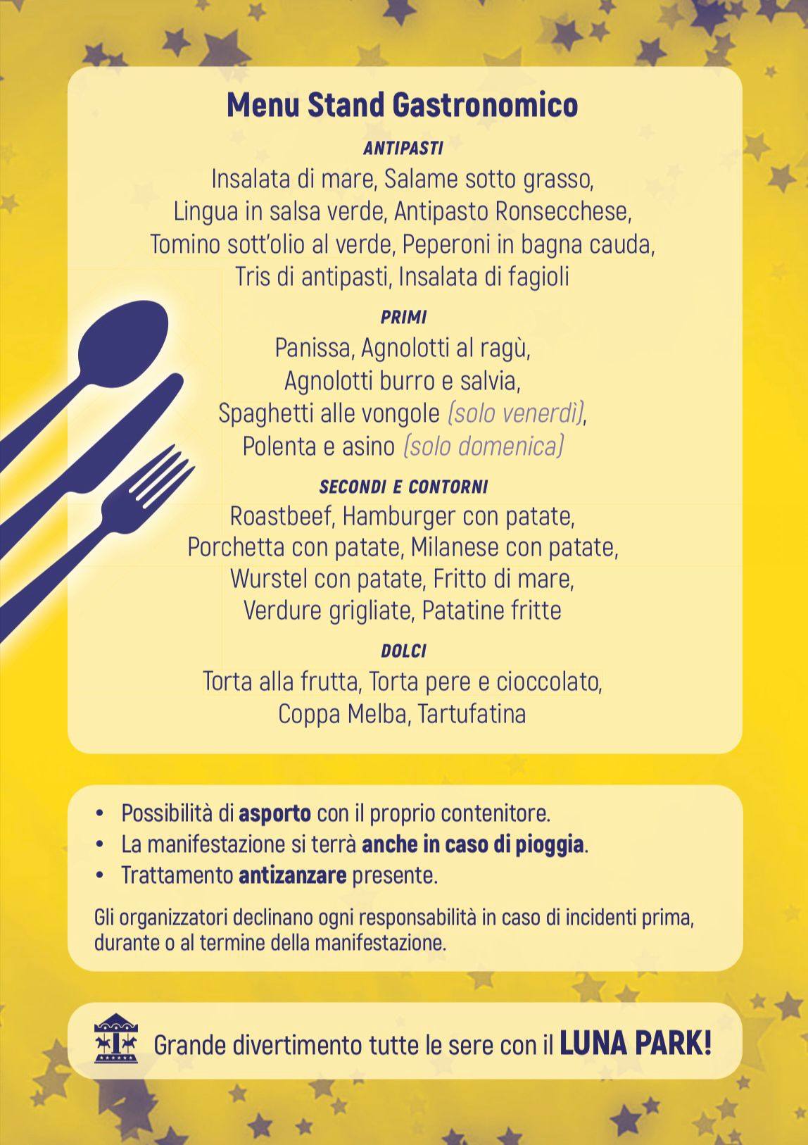 menu stand gastronomico
