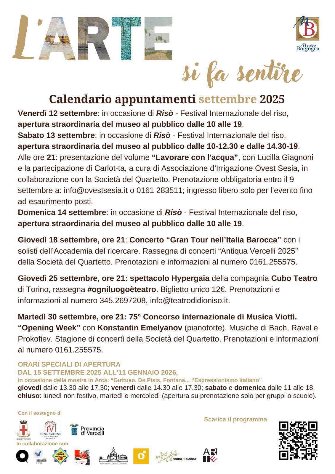locandina programma eventi museo Borgogna settembre