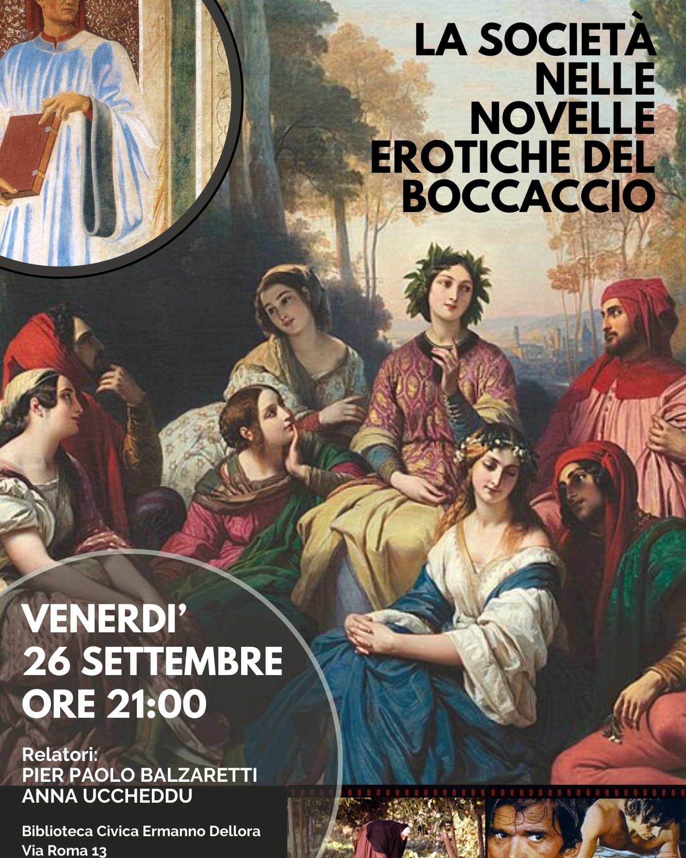 locandina la società nelle novelle erotiche del Boccaccio