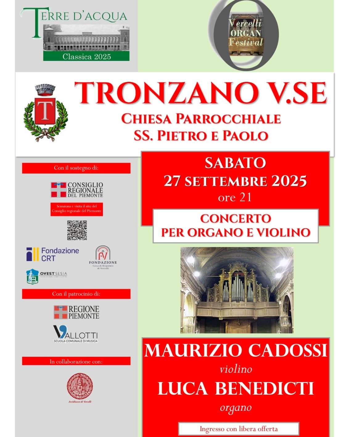 locandina concerto per organo e violino