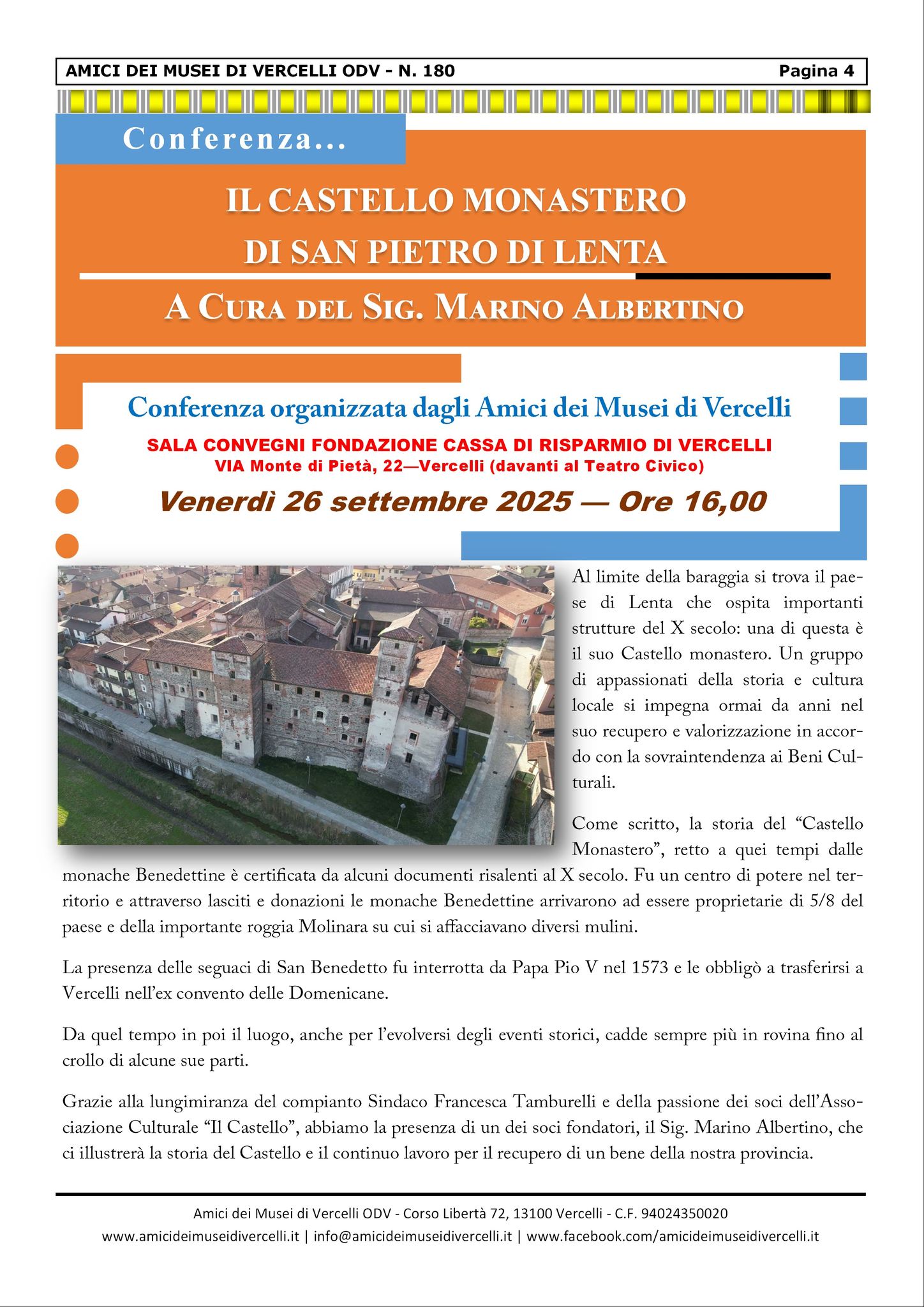 locandina conferenza Castello di Lenta