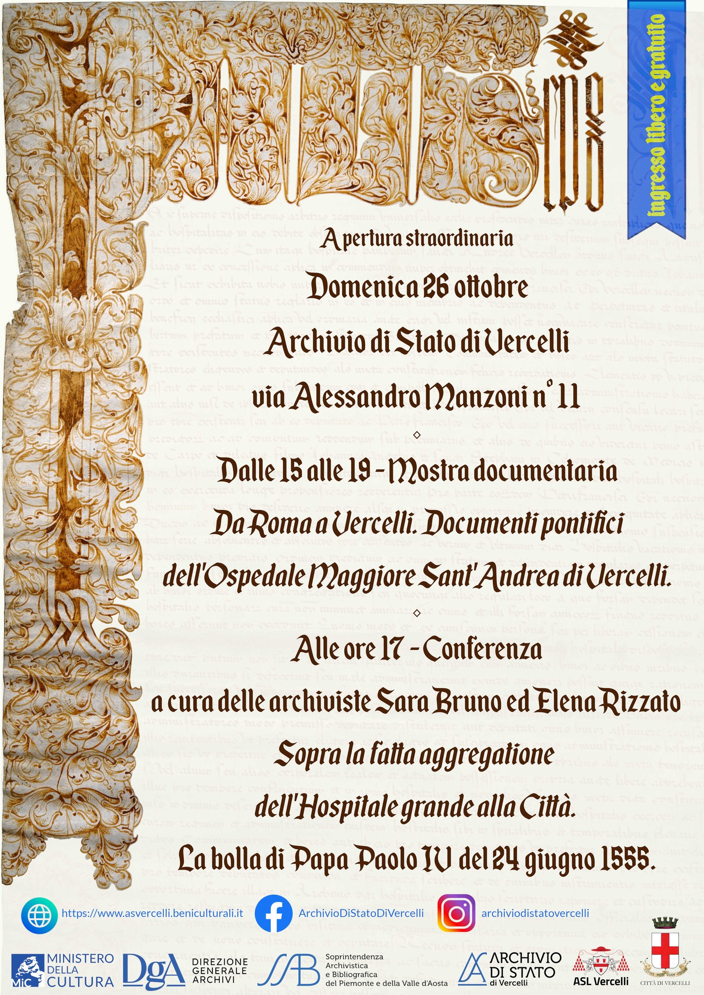 locandina apertura archivio di stato