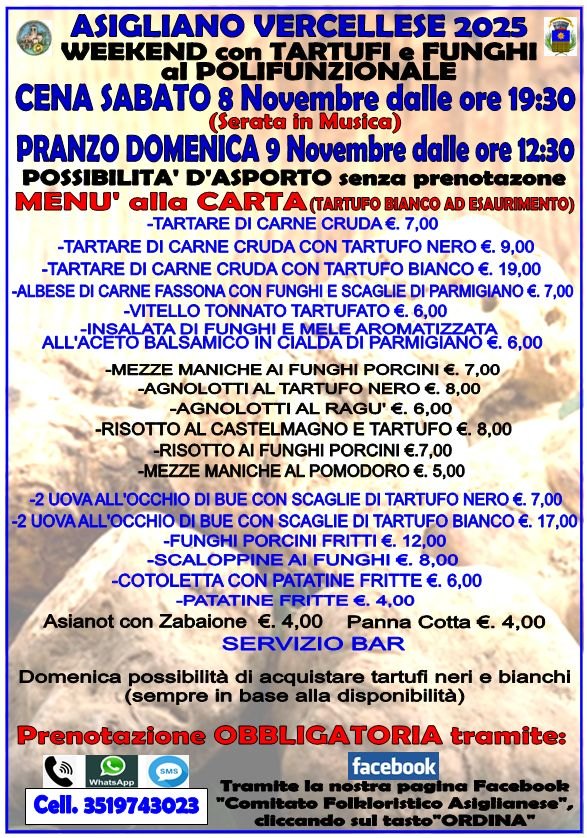 menu weekend tartufi e funghi