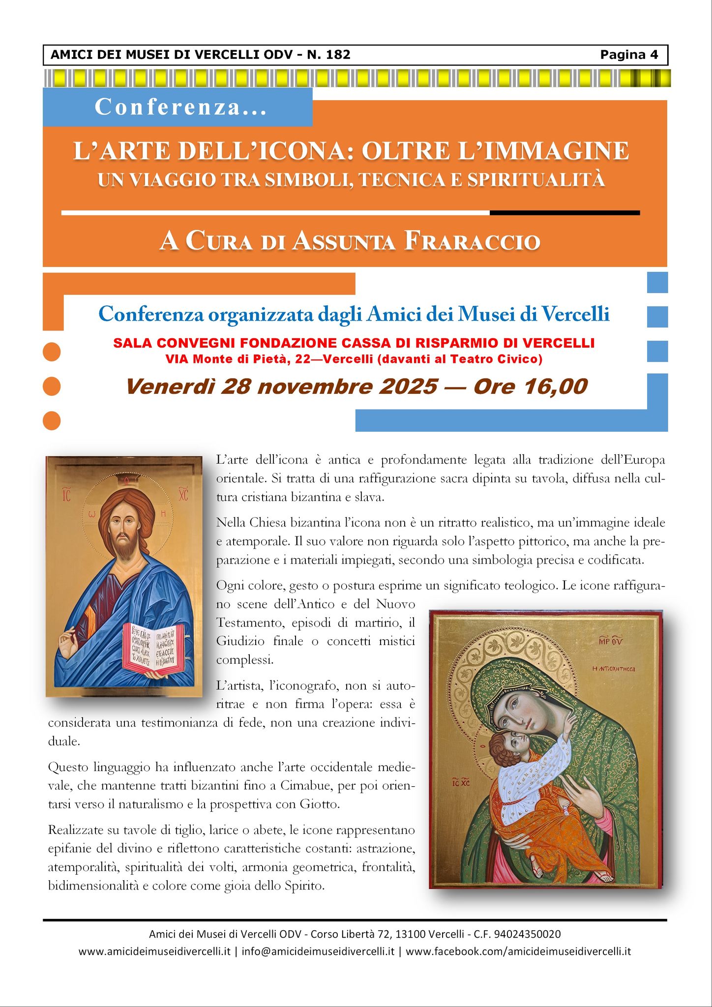 locandina conferenza l'arte dell'icona