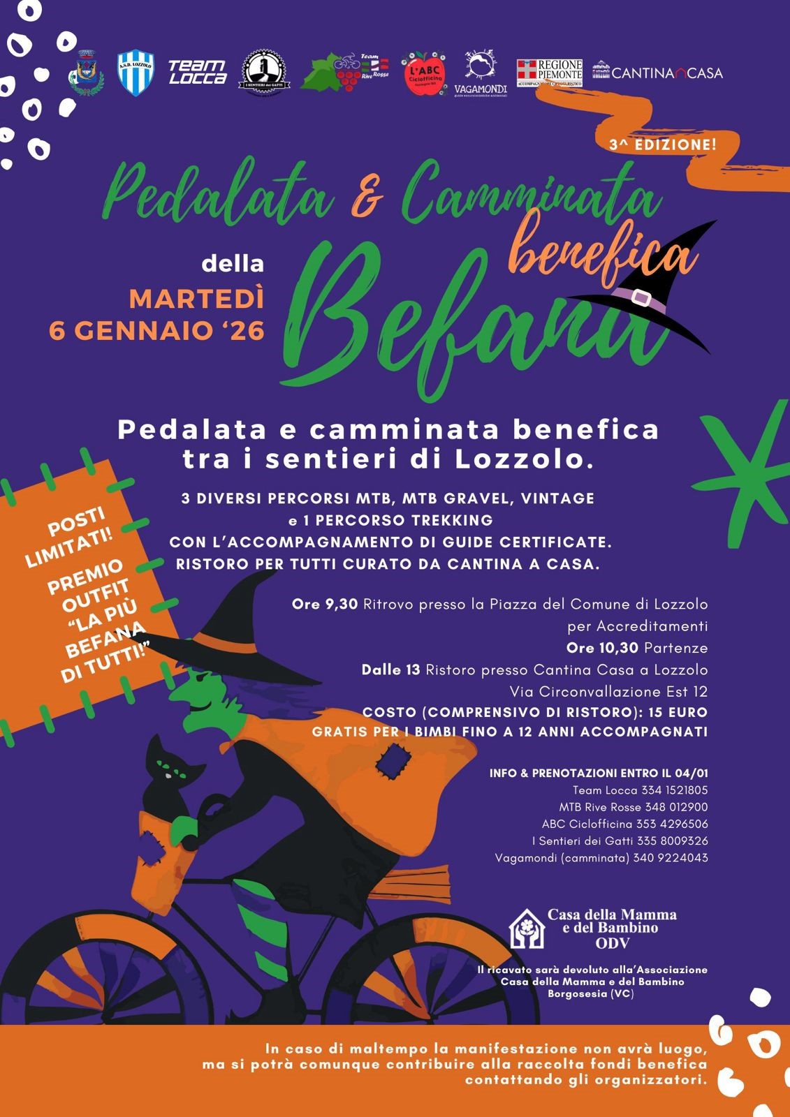 locandina pedalata e camminata benefica