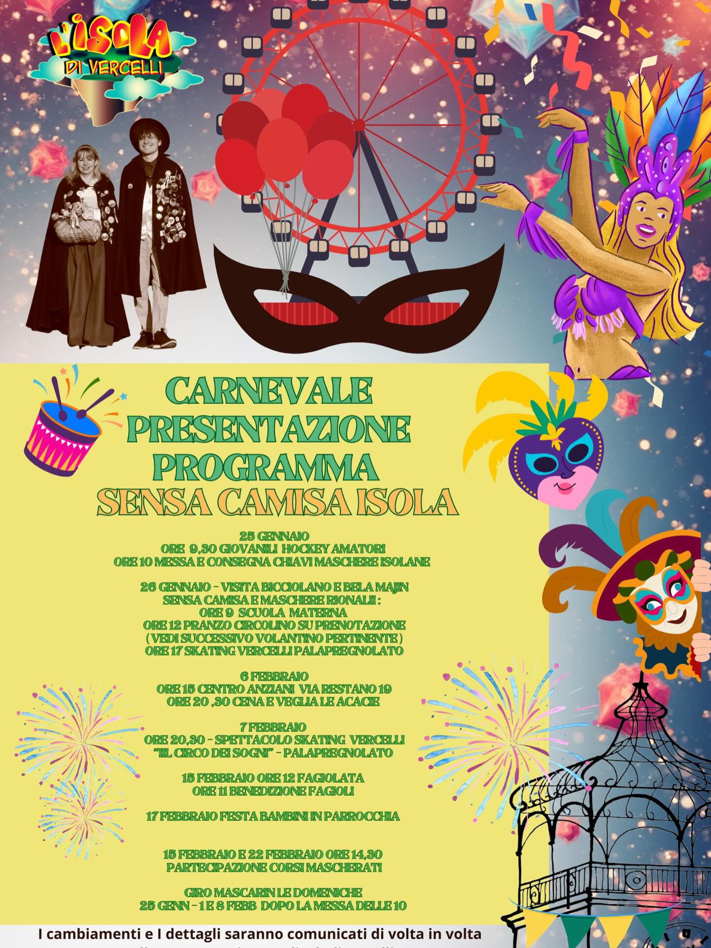 locandina programma carnevale rione Isola