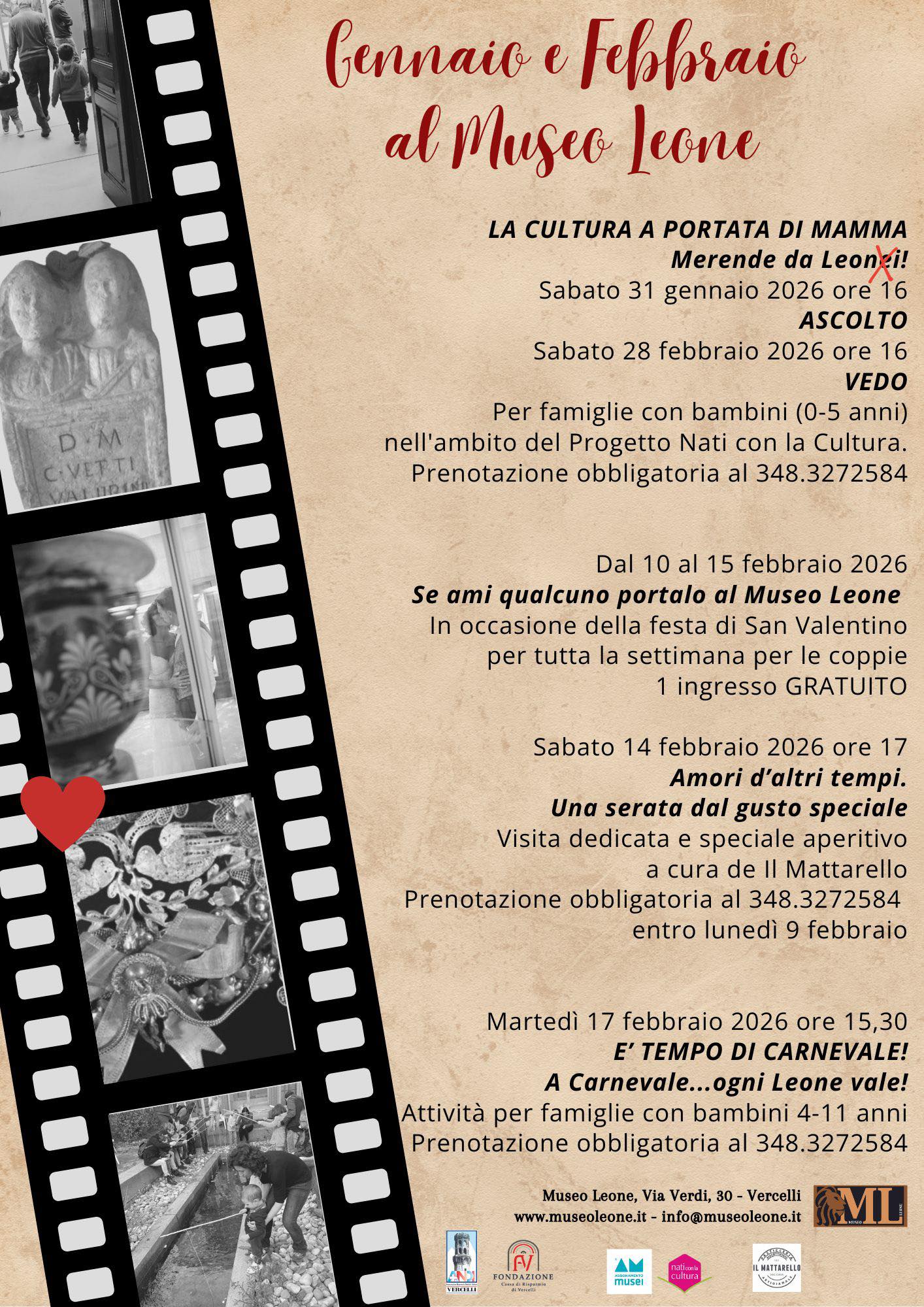 locandina programma gennaio e febbraio al Museo Leone