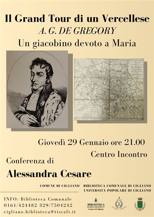 locandina conferenza il Grand Tour di un Vercellese