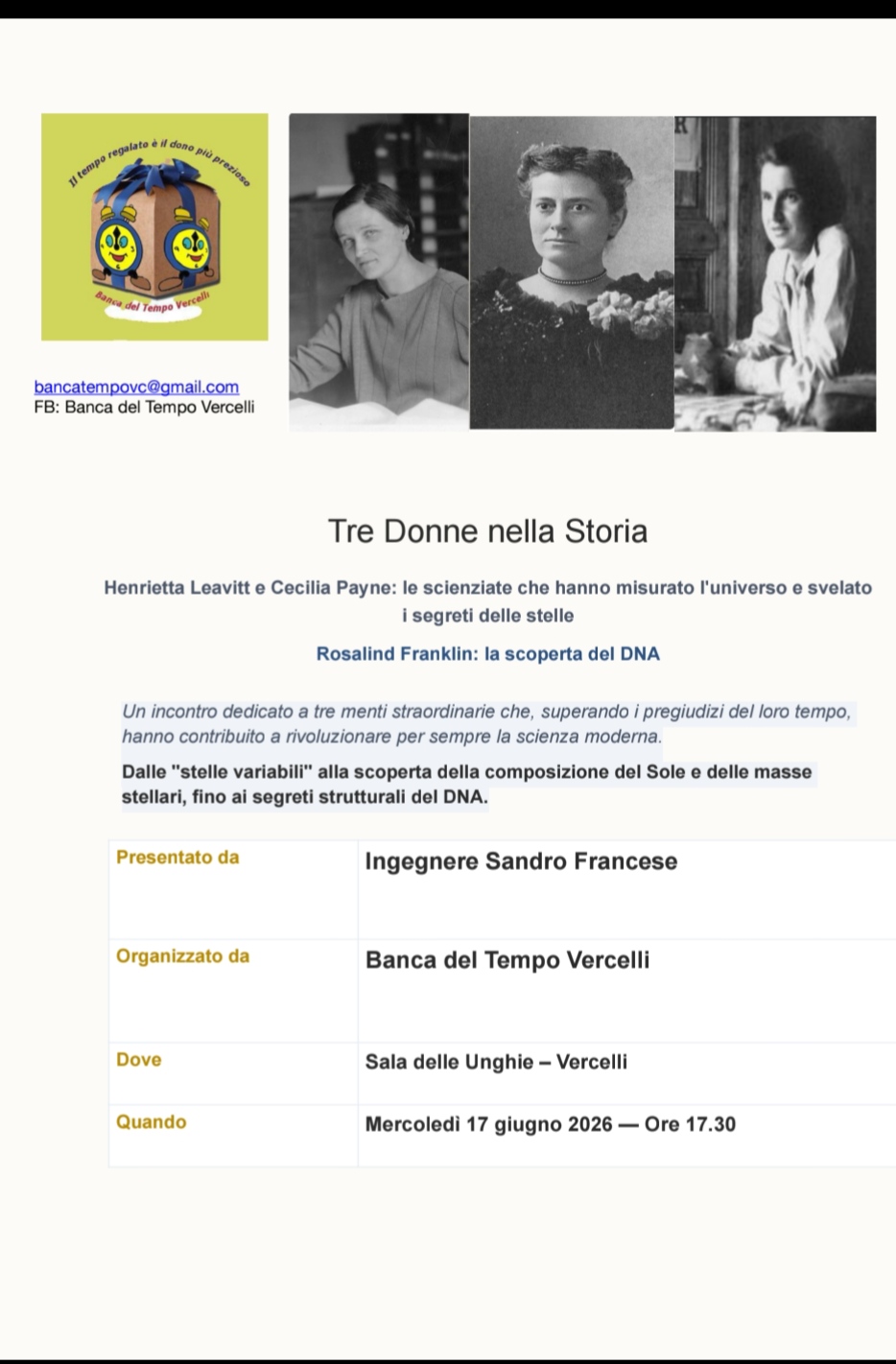 Tre donne nella storia